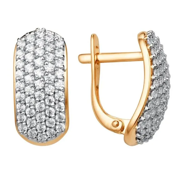 Серьги с английским замком из красного золота