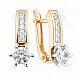 Серьги с английским замком из белого золота с фианитами Swarovski
