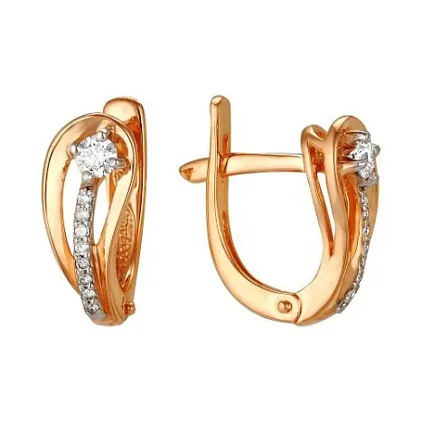 Серьги с английским замком из красного золота