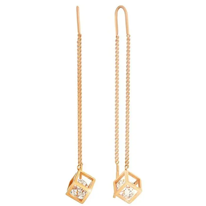 Серьги цепочки из позолоты