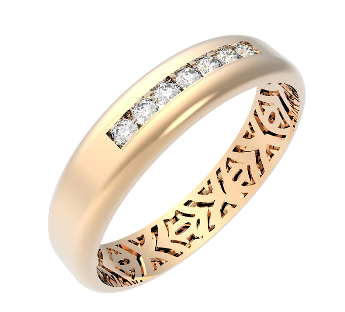 Кольцо обручальное из красного золота вид 1