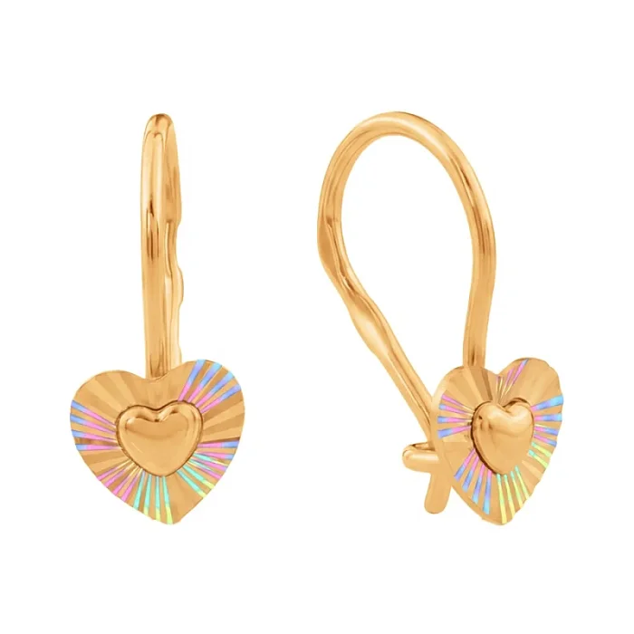 Серьги детские из красного золота