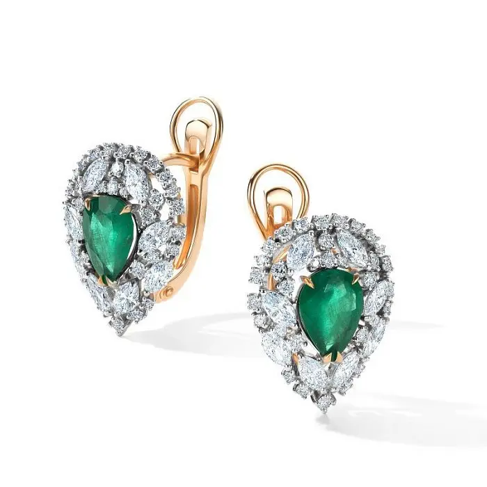 Серьги с английским замком из комбинированного золота Серьги с английским замком из комбинированного золота