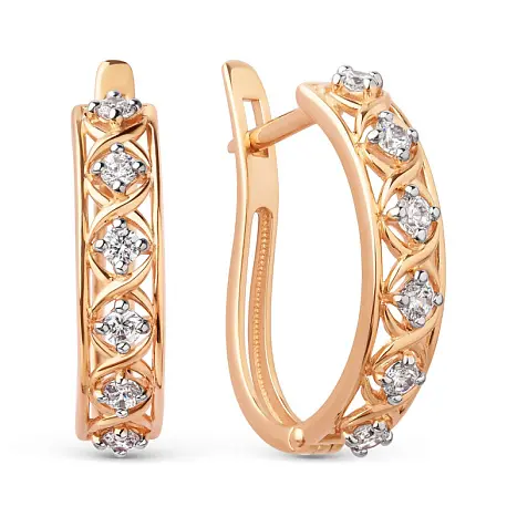 Серьги с английским замком из красного золота