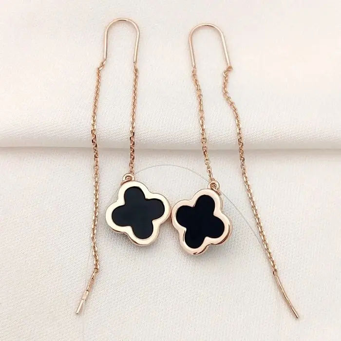 Серьги цепочки из красного золота