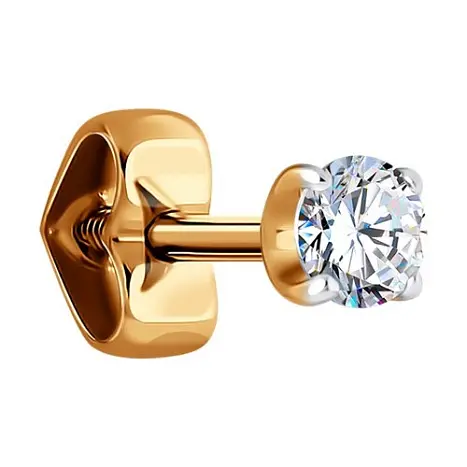 Серьги одиночные из красного золота