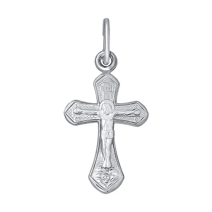 Подвеска крест из белого золота