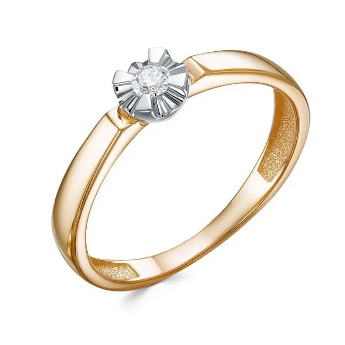 Кольцо помолвочное из комбинированного золота