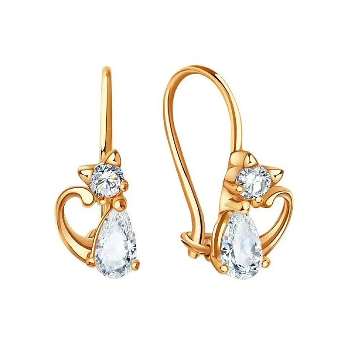 Серьги детские из красного золота