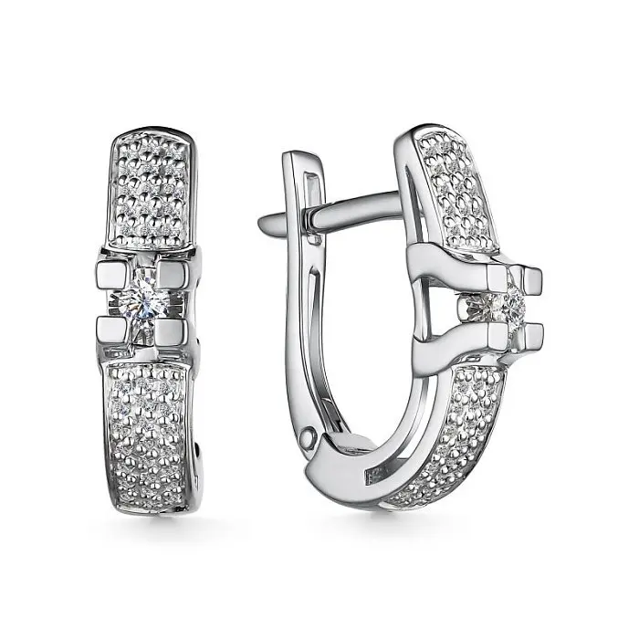 Серьги с английским замком из белого золота