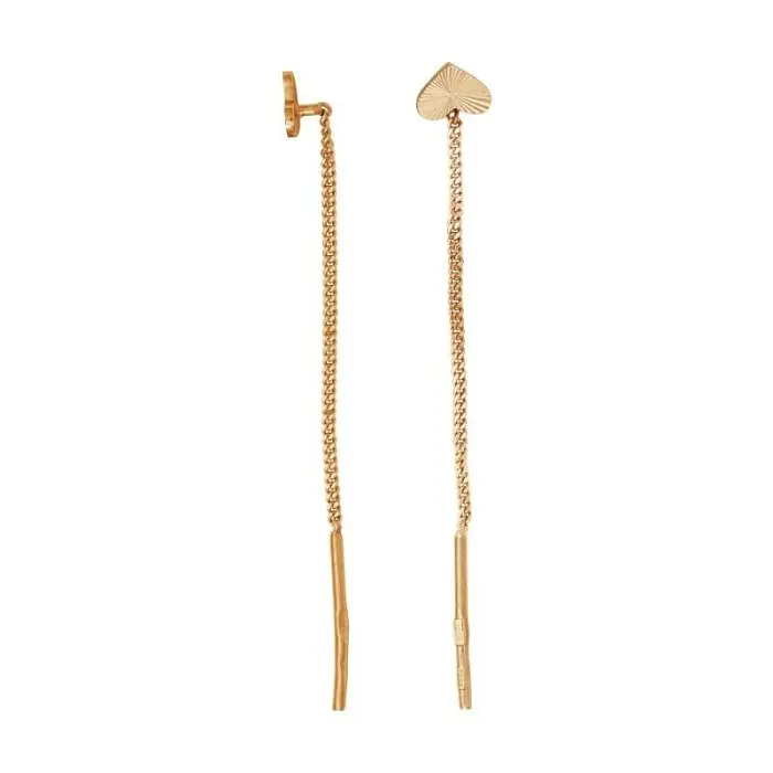 Серьги цепочки из красного золота