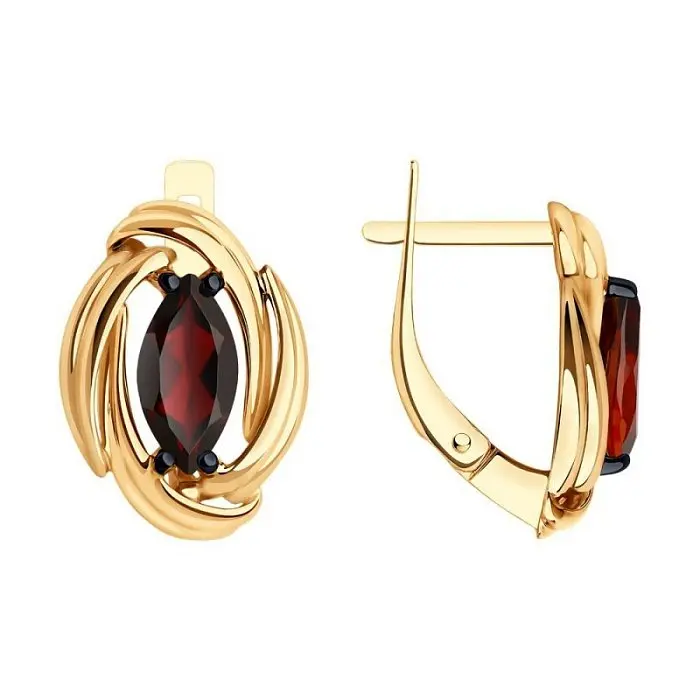 Серьги с английским замком из красного золота