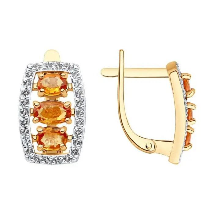 Серьги с английским замком из красного золота