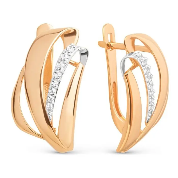 Серьги с английским замком из красного золота