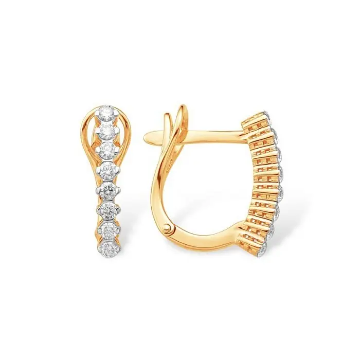 Серьги с английским замком из комбинированного золота