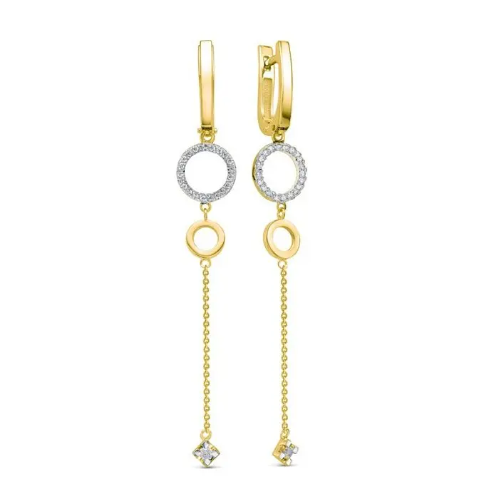 Серьги подвесные из желтого золота