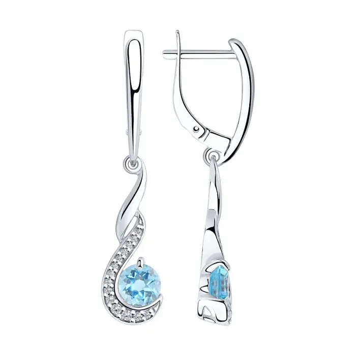 Серьги подвесные из серебра