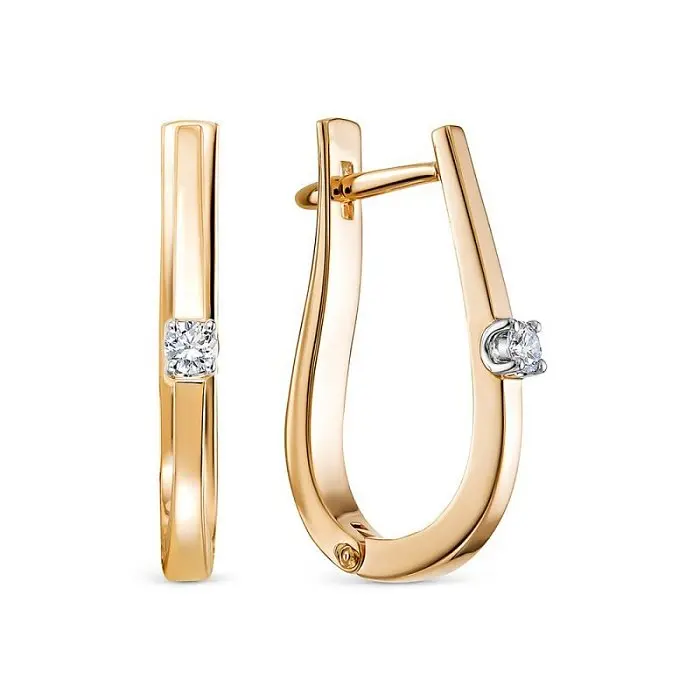 Серьги с английским замком из красного золота