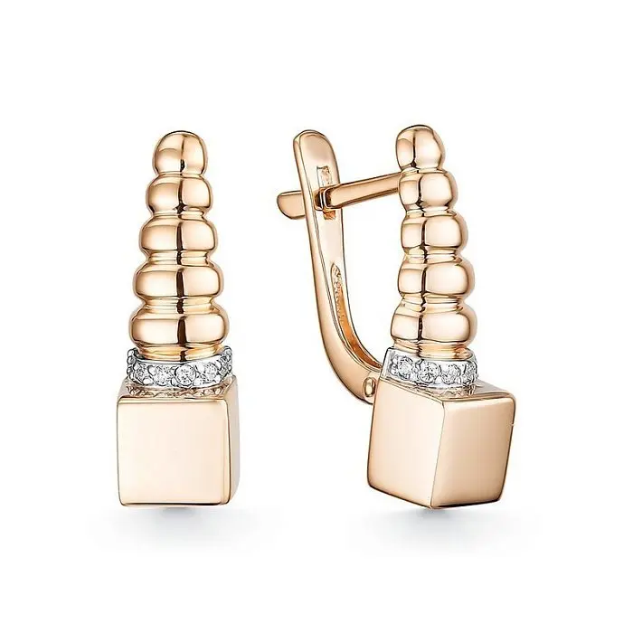 Серьги с английским замком из красного золота