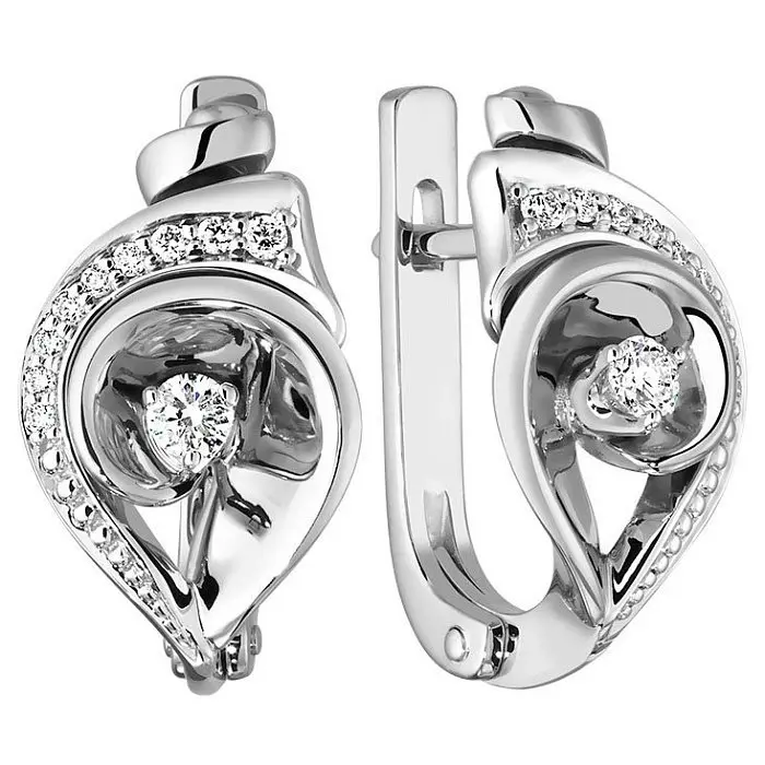 Серьги с английским замком из белого золота