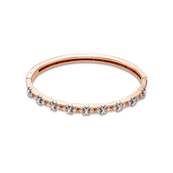 Браслет жесткий из комбинированного золота