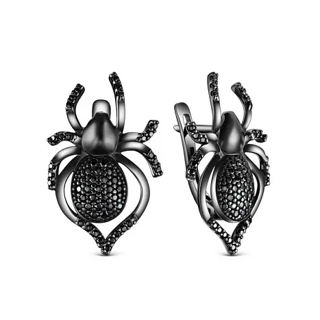 Серьги с английским замком из черного серебра