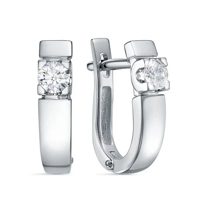 Серьги с английским замком из белого золота