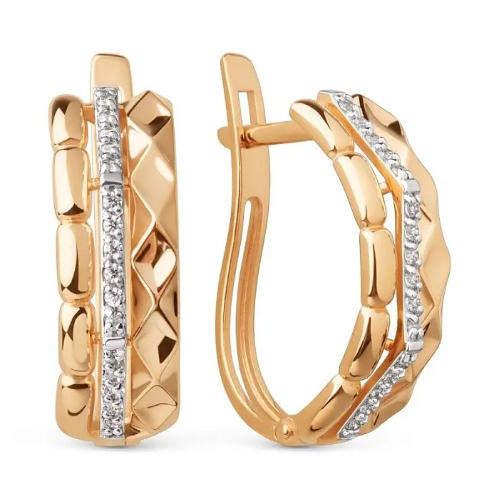 Серьги с английским замком из красного золота