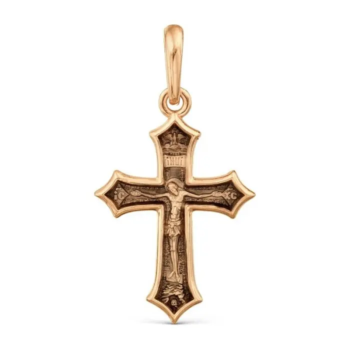 Подвеска крест из красного золота
