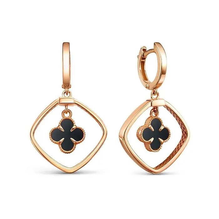 Серьги подвесные из красного золота