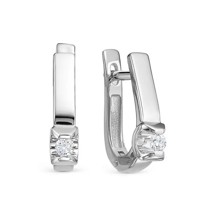 Серьги с английским замком из белого золота