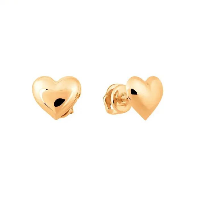 Серьги пуссеты из красного золота