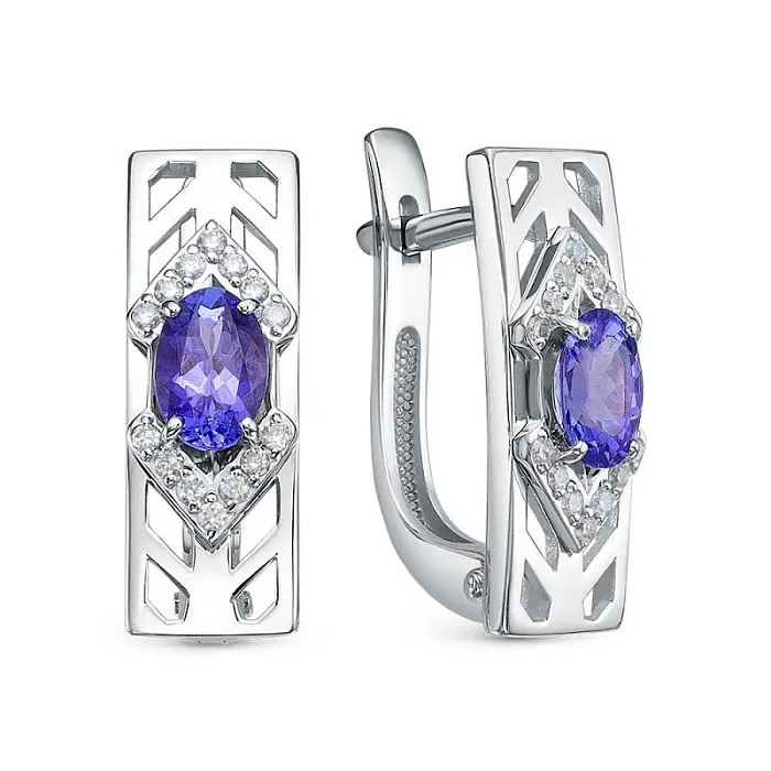 Серьги с английским замком из белого золота