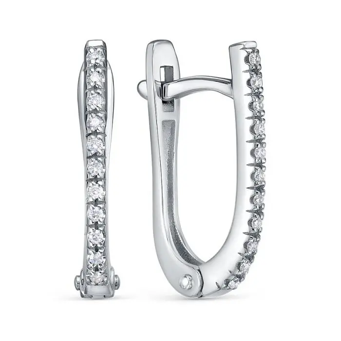 Серьги с английским замком из белого золота