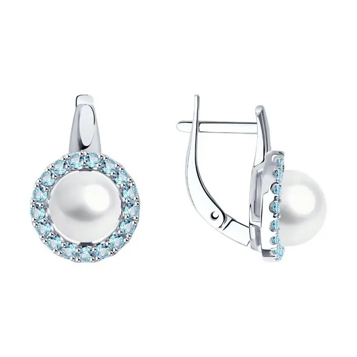 Серьги с английским замком из белого золота