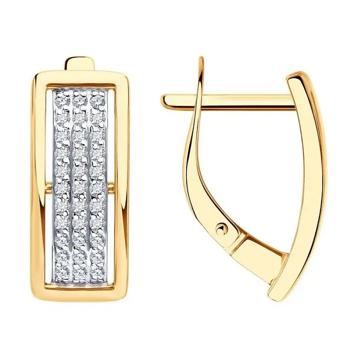 Серьги с английским замком из комбинированного золота