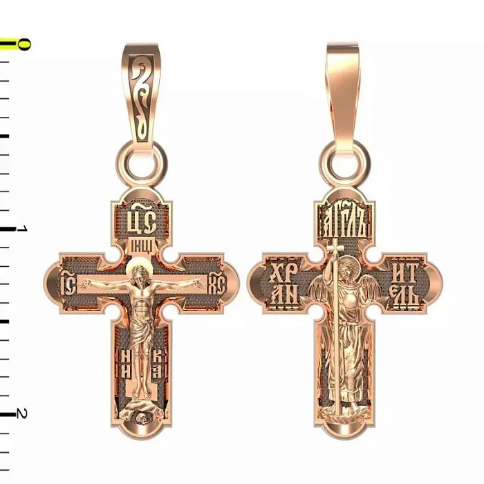 Подвеска крест из красного золота