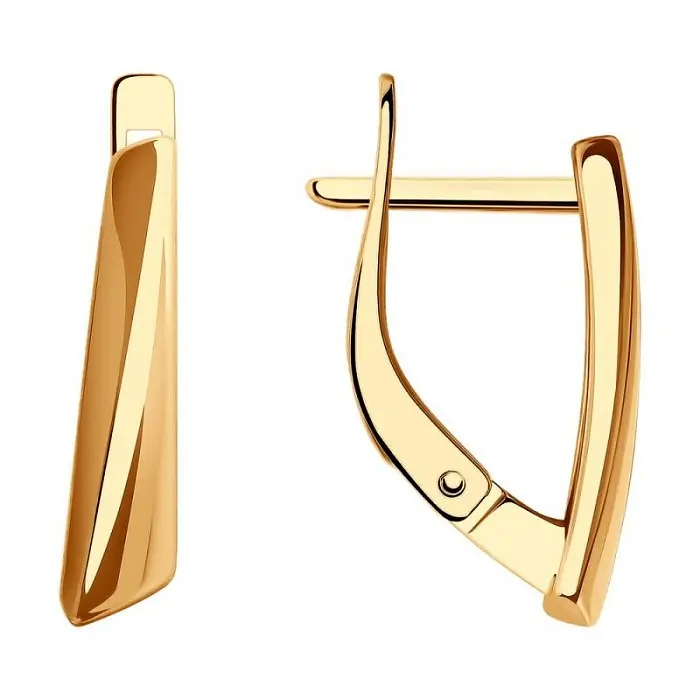 Серьги с английским замком из красного золота