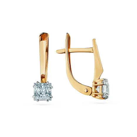 Серьги с английским замком из красного золота