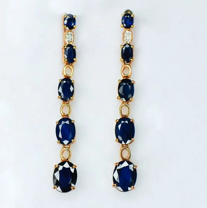 Серьги подвесные из красного золота