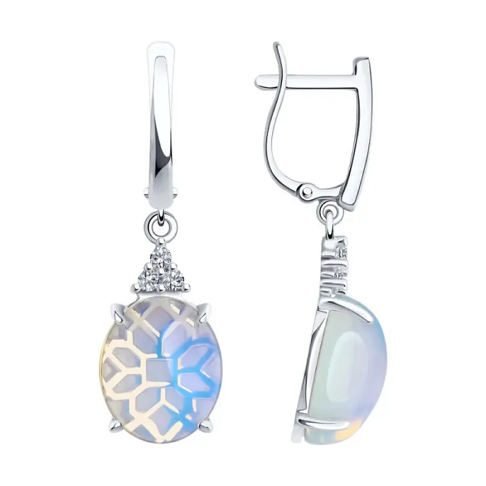 Серьги подвесные из серебра