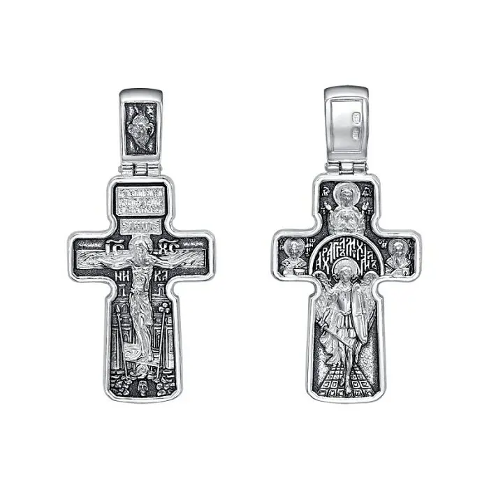 Подвеска крест из серебра вид 1