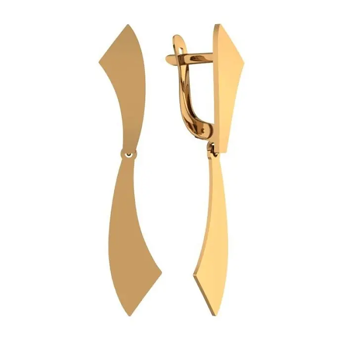 Серьги подвесные из красного золота