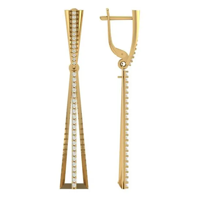 Серьги подвесные из красного золота