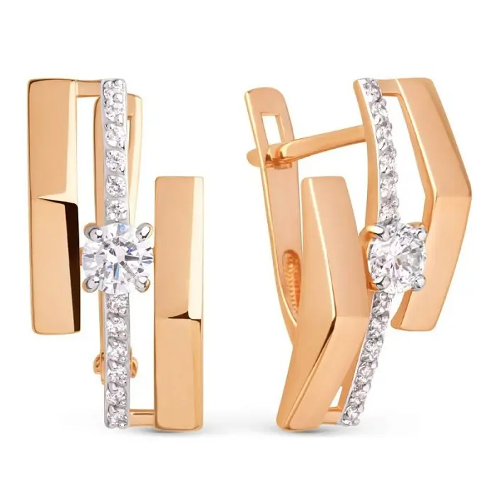 Серьги с английским замком из красного золота