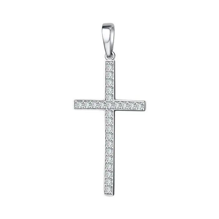Подвеска декоративный крест из серебра вид 1