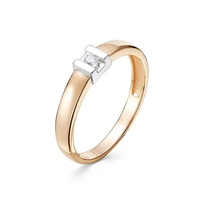 Кольцо помолвочное из комбинированного золота