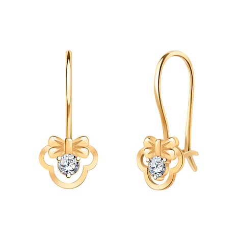 Серьги детские из красного золота