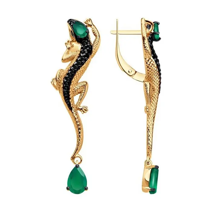 Серьги подвесные из позолоты