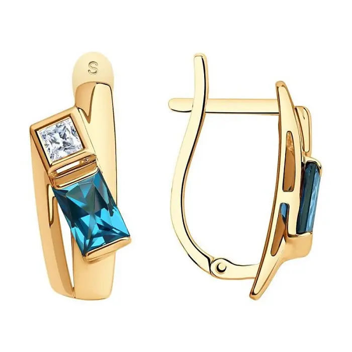 Серьги с английским замком из красного золота